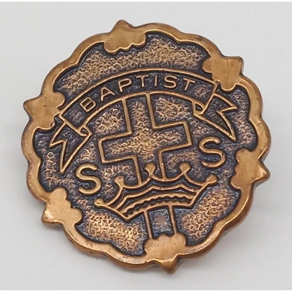 Baptist S.S. Sunday School Pins Lot of 2 Copper Tone Broadman Supplies USA